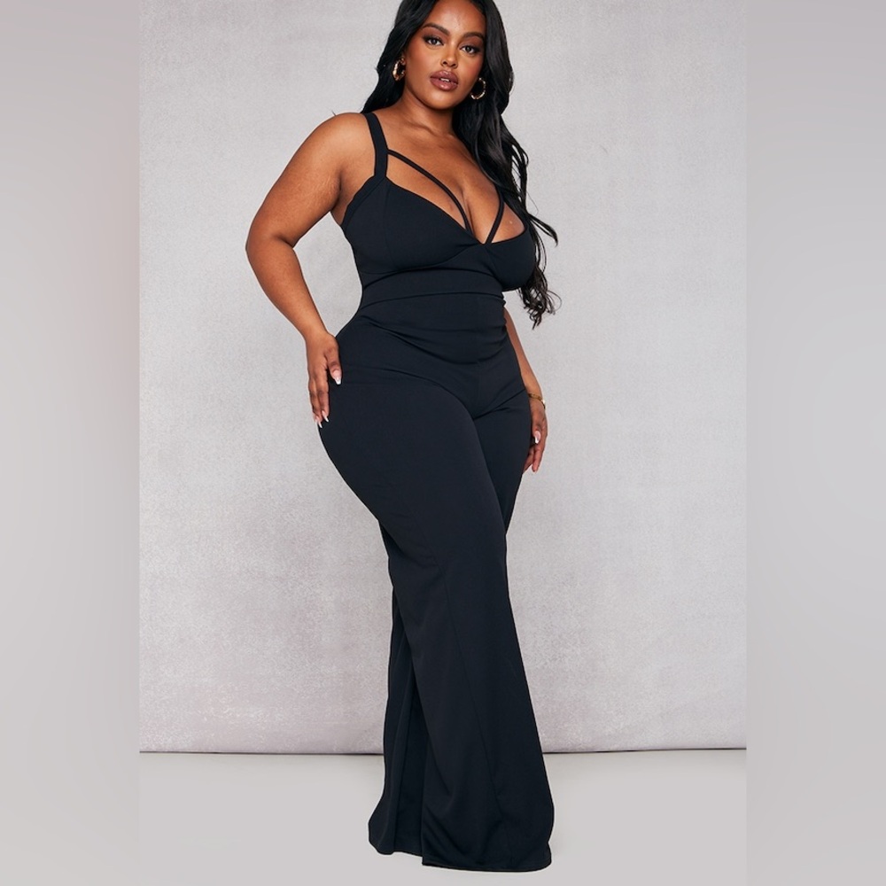 PLT Elegant Black Strap Detail Jumpsuit